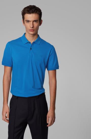 Koszulki Polo BOSS Regular Fit Niebieskie Męskie (Pl95710)